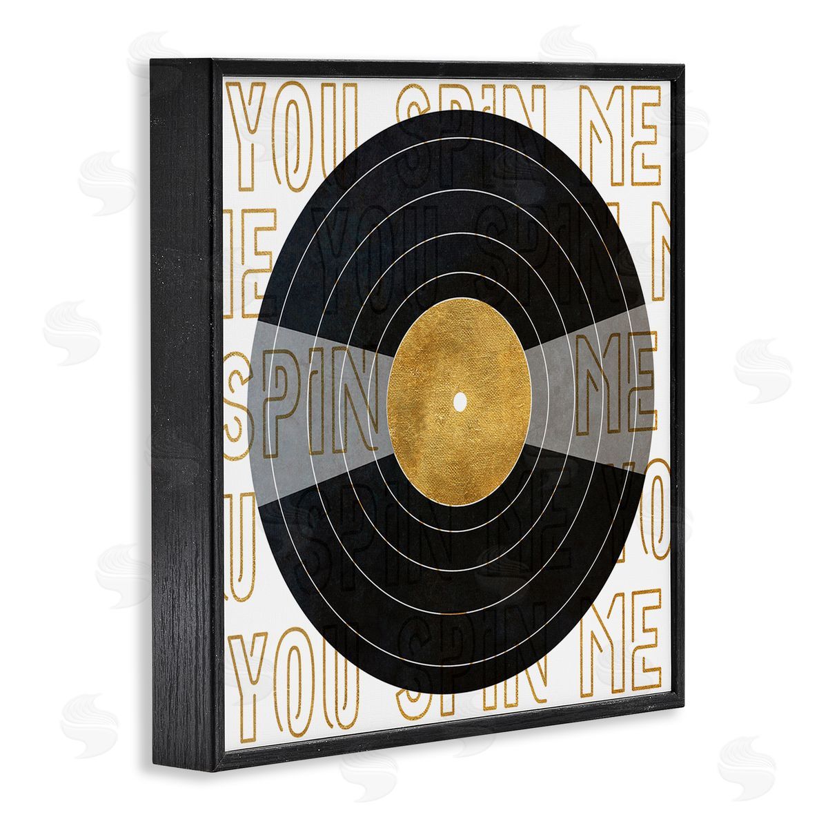SunDance Group LLC Spin Me Vinyl Record Phrase Black Framed Glicee Wall Art Print