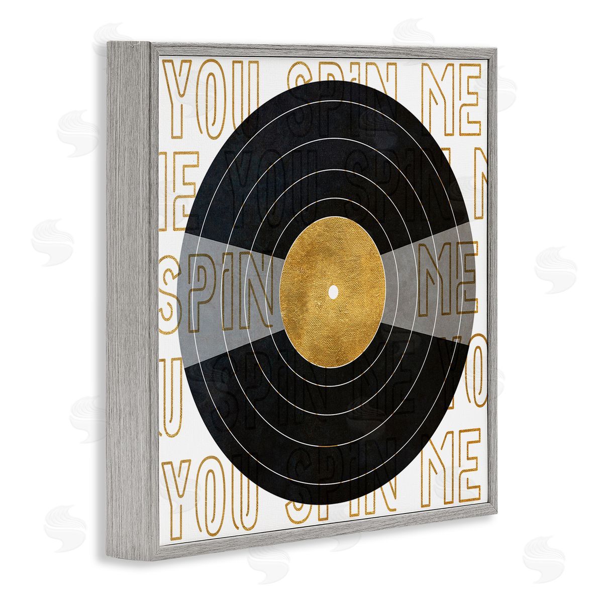 SunDance Group LLC Spin Me Vinyl Record Phrase Gray Framed Glicee Wall Art Print