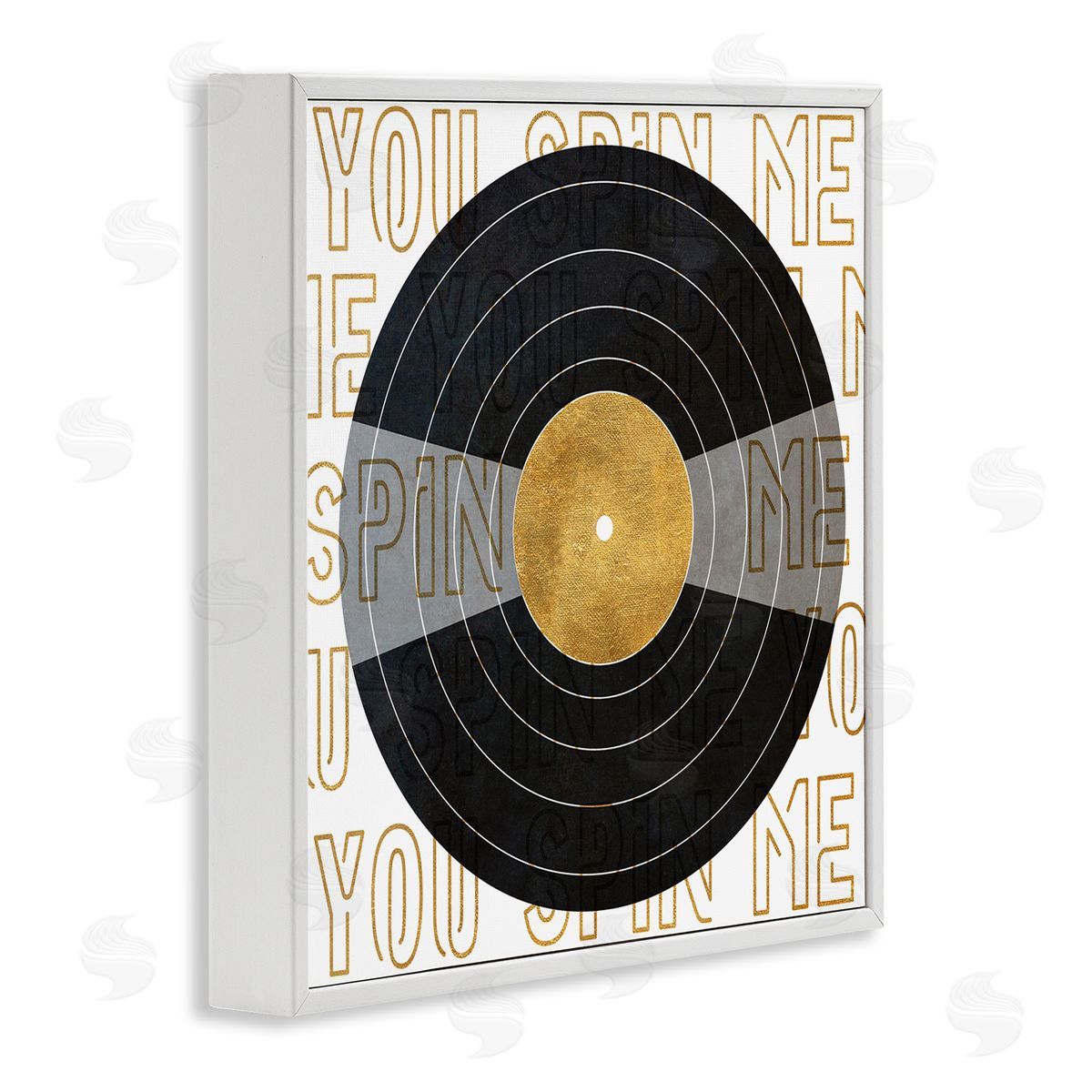 SunDance Group LLC Spin Me Vinyl Record Phrase White Framed Glicee Wall Art Print