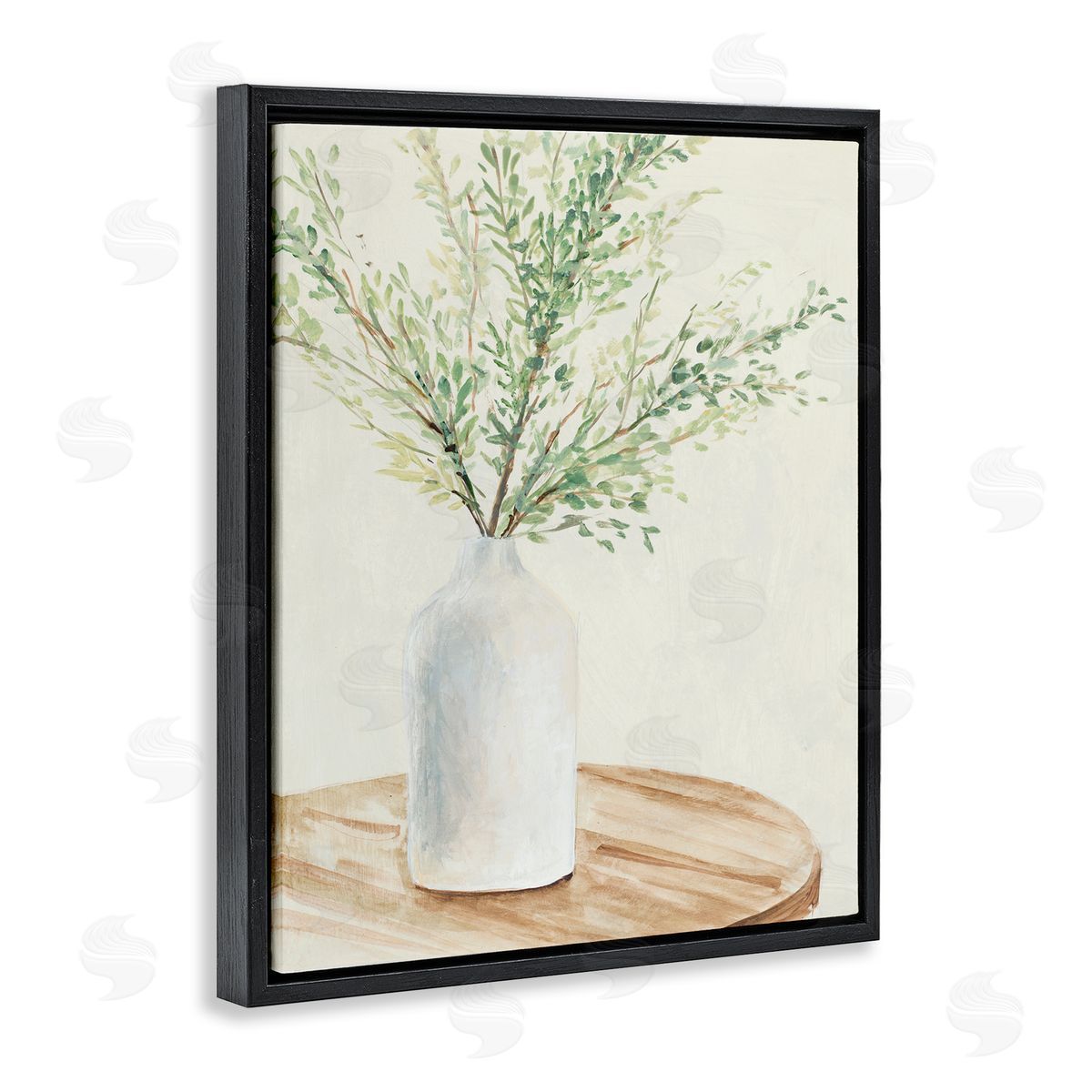 Tranquil Botanical Still Life Black Floating Frame Canvas Wall Art, Home Decor by Lanie Loreth