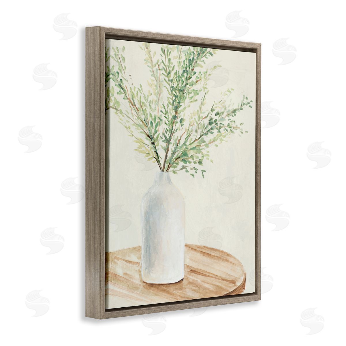 Tranquil Botanical Still Life Brown Floating Frame Canvas Wall Art, Home Decor by Lanie Loreth