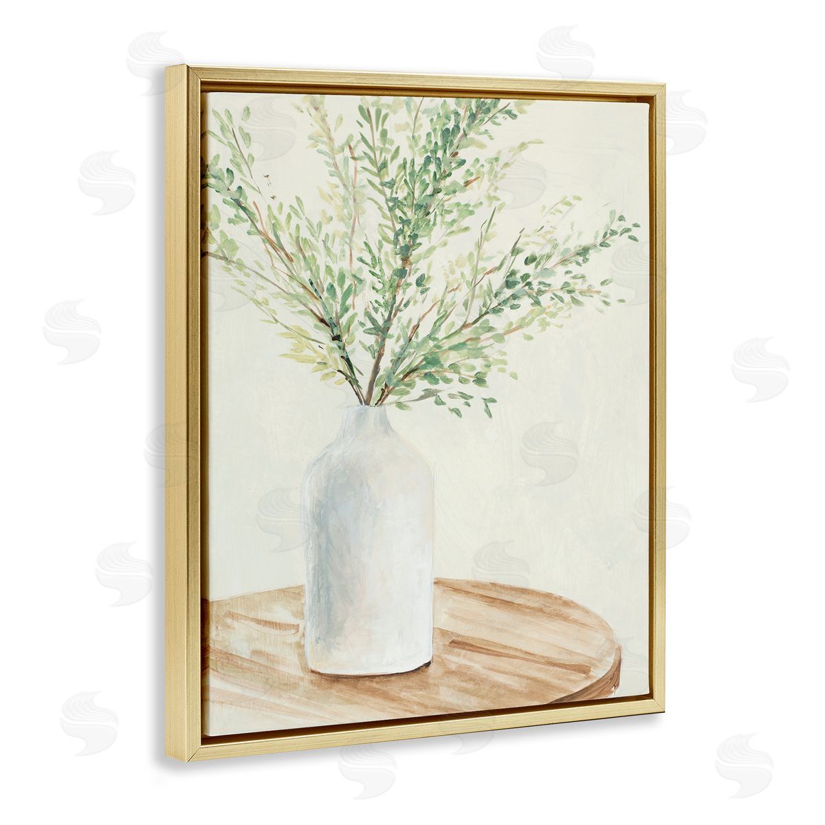 Tranquil Botanical Still Life Gold Floating Frame Canvas Wall Art, Home Decor by Lanie Loreth