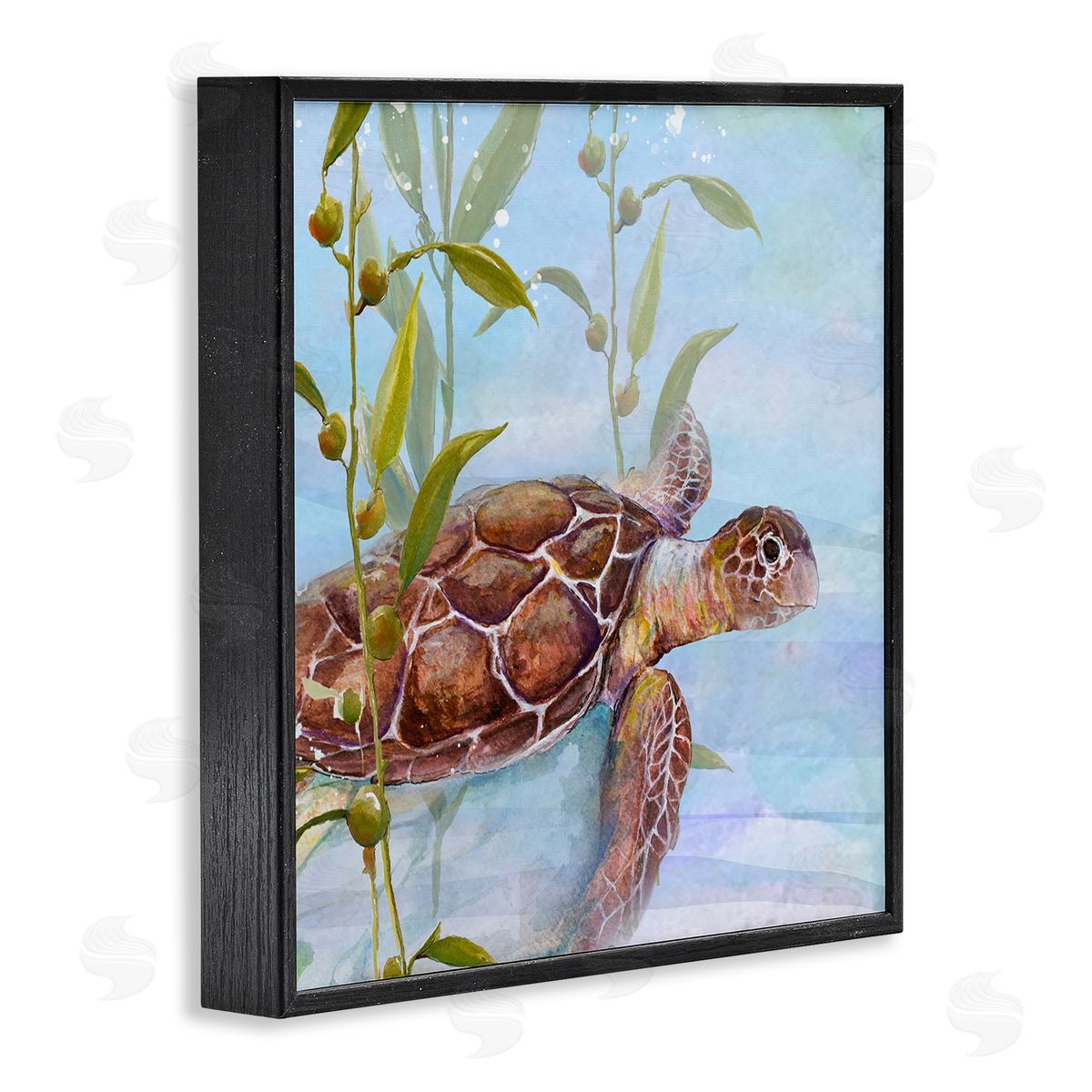 Diannart Turtle Swimming Between Reef Black Framed Glicee Wall Art Print