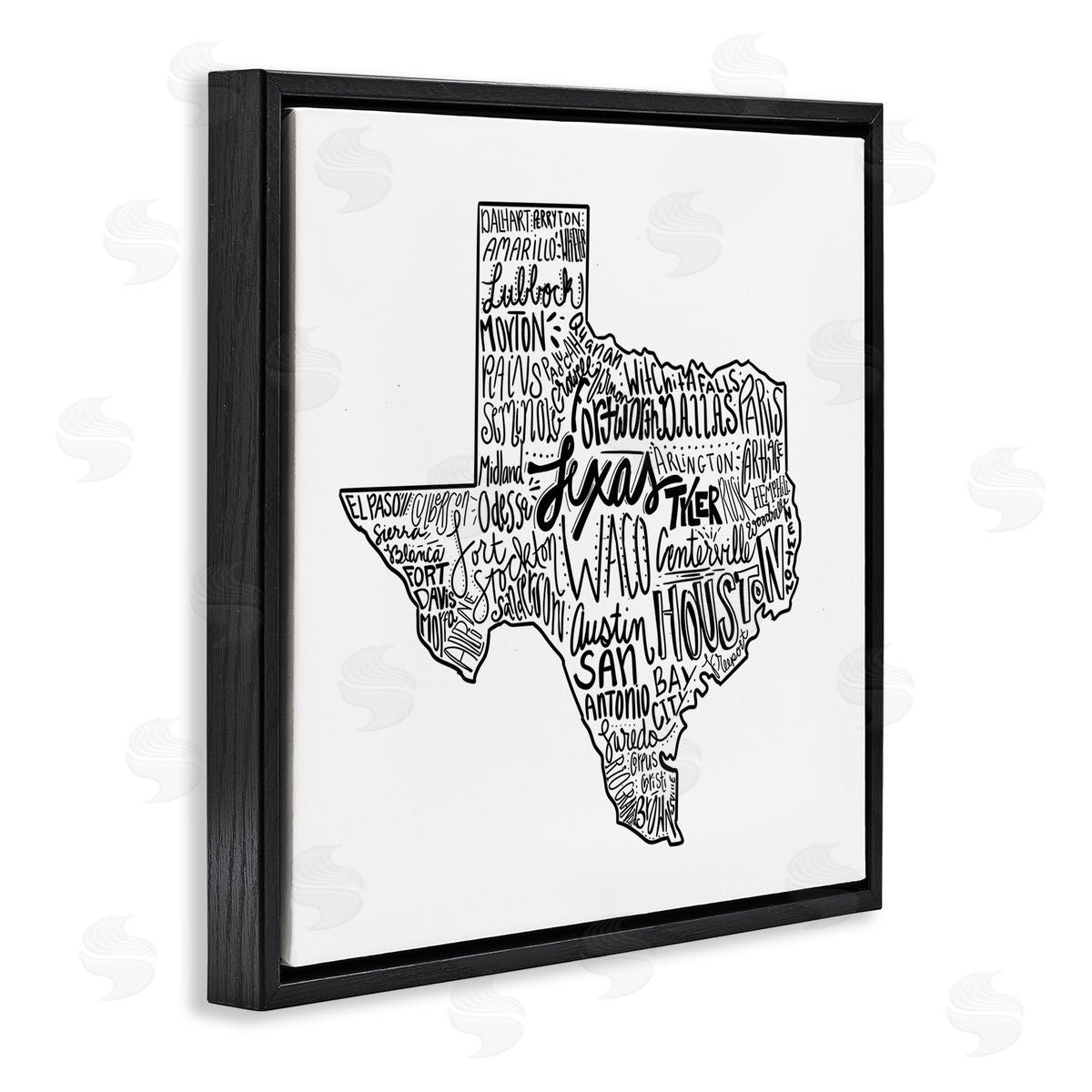 The Saturday Evening Post Texas State Typography Black Floating Frame Canvas Wall Art Print