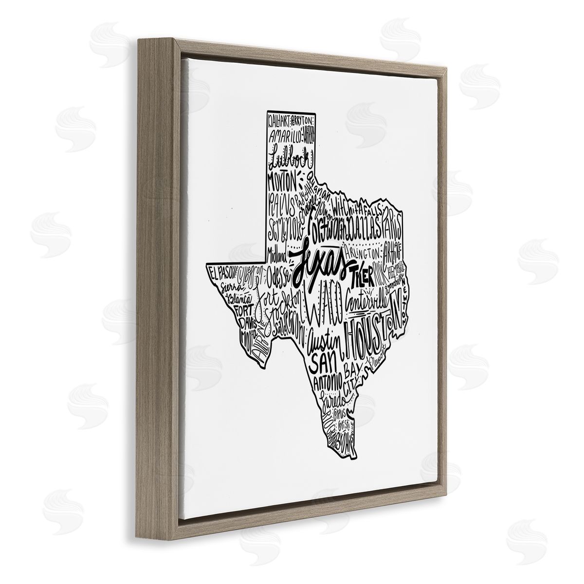 The Saturday Evening Post Texas State Typography Brown Floating Frame Canvas Wall Art Print