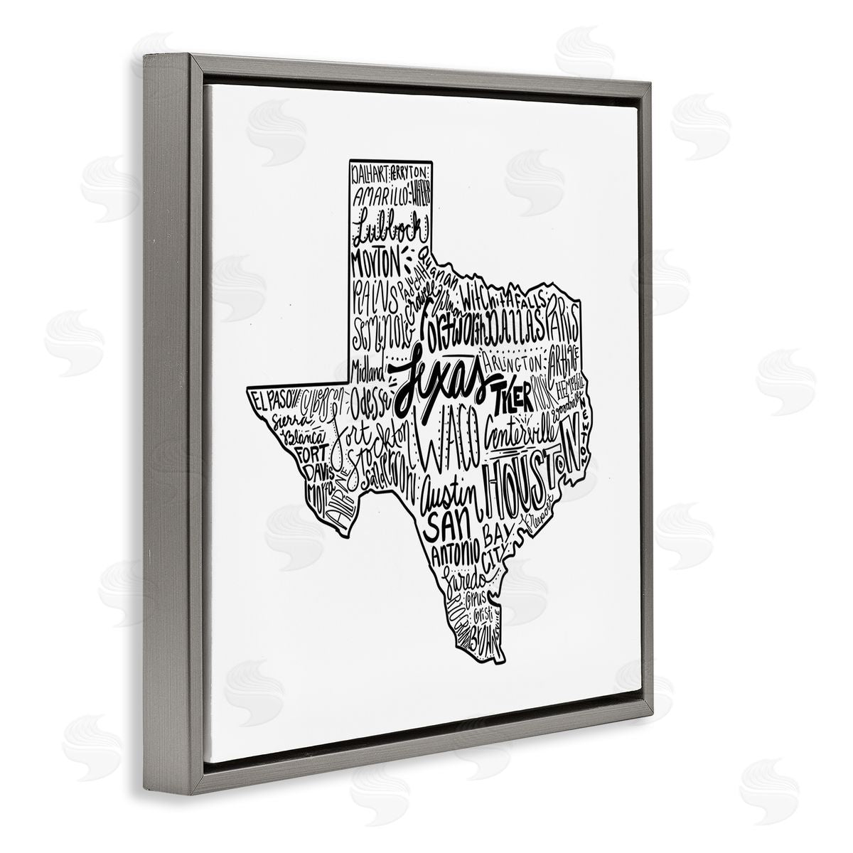The Saturday Evening Post Texas State Typography Gray Floating Frame Canvas Wall Art Print