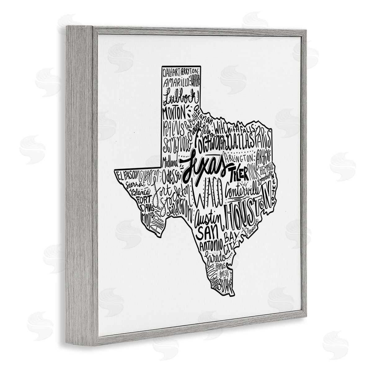 The Saturday Evening Post Texas State Typography Gray Framed Glicee Wall Art Print