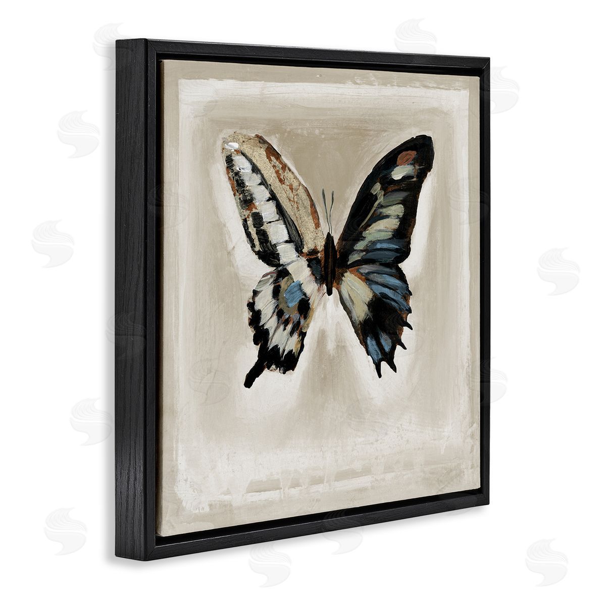 Stacy D'Aguiar Bold Butterfly Insect Black Floating Frame Canvas Wall Art Print