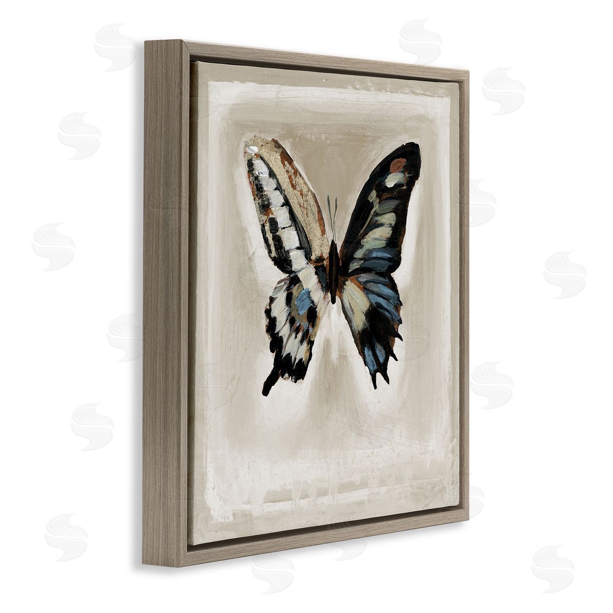 Stacy D'Aguiar Bold Butterfly Insect Brown Floating Frame Canvas Wall Art Print