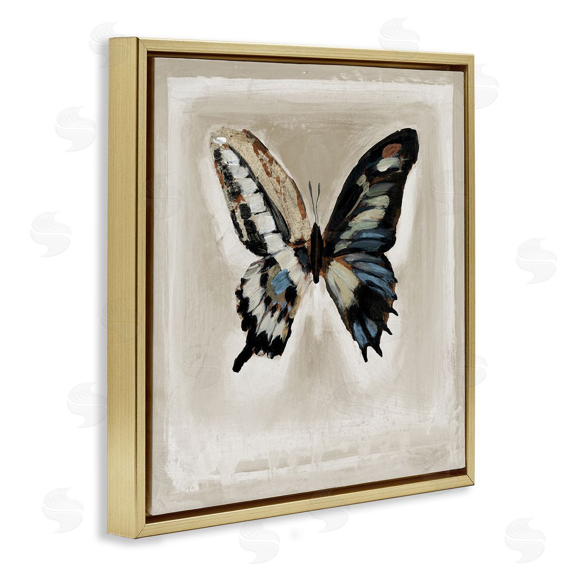 Stacy D'Aguiar Bold Butterfly Insect Gold Floating Frame Canvas Wall Art Print