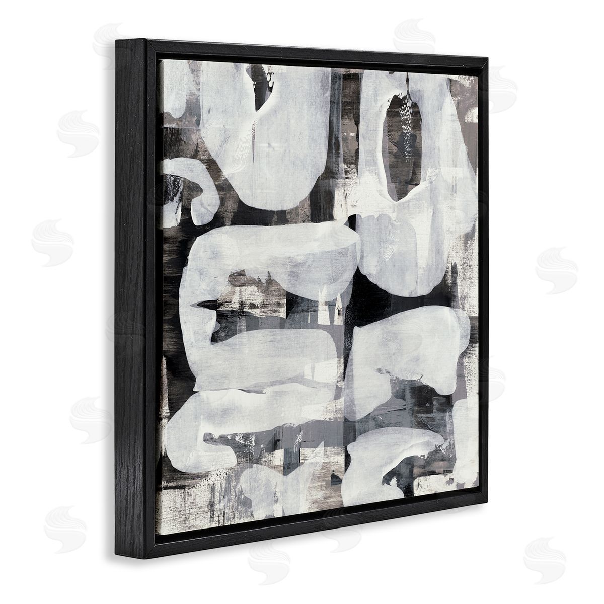 Jeff Iorillo Layered Shapes Collage Black Floating Frame Canvas Wall Art Print