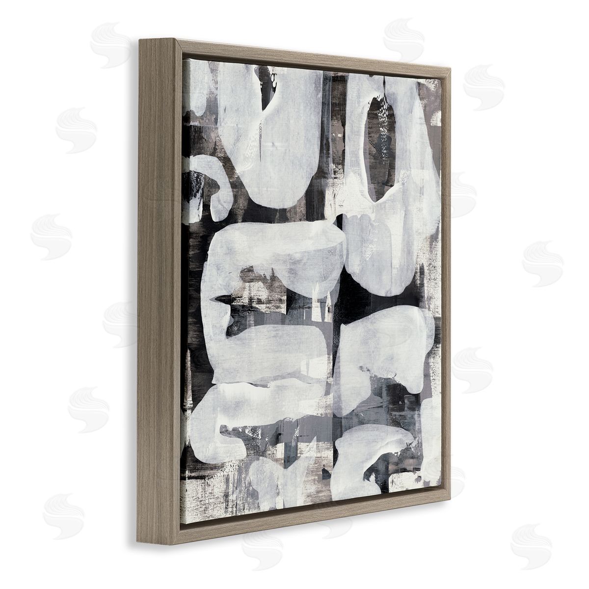 Jeff Iorillo Layered Shapes Collage Brown Floating Frame Canvas Wall Art Print