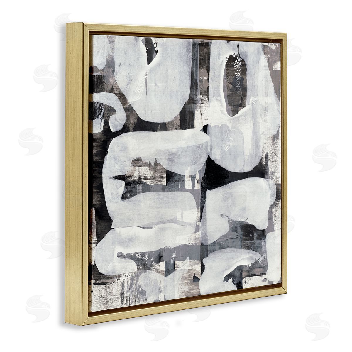 Jeff Iorillo Layered Shapes Collage Gold Floating Frame Canvas Wall Art Print