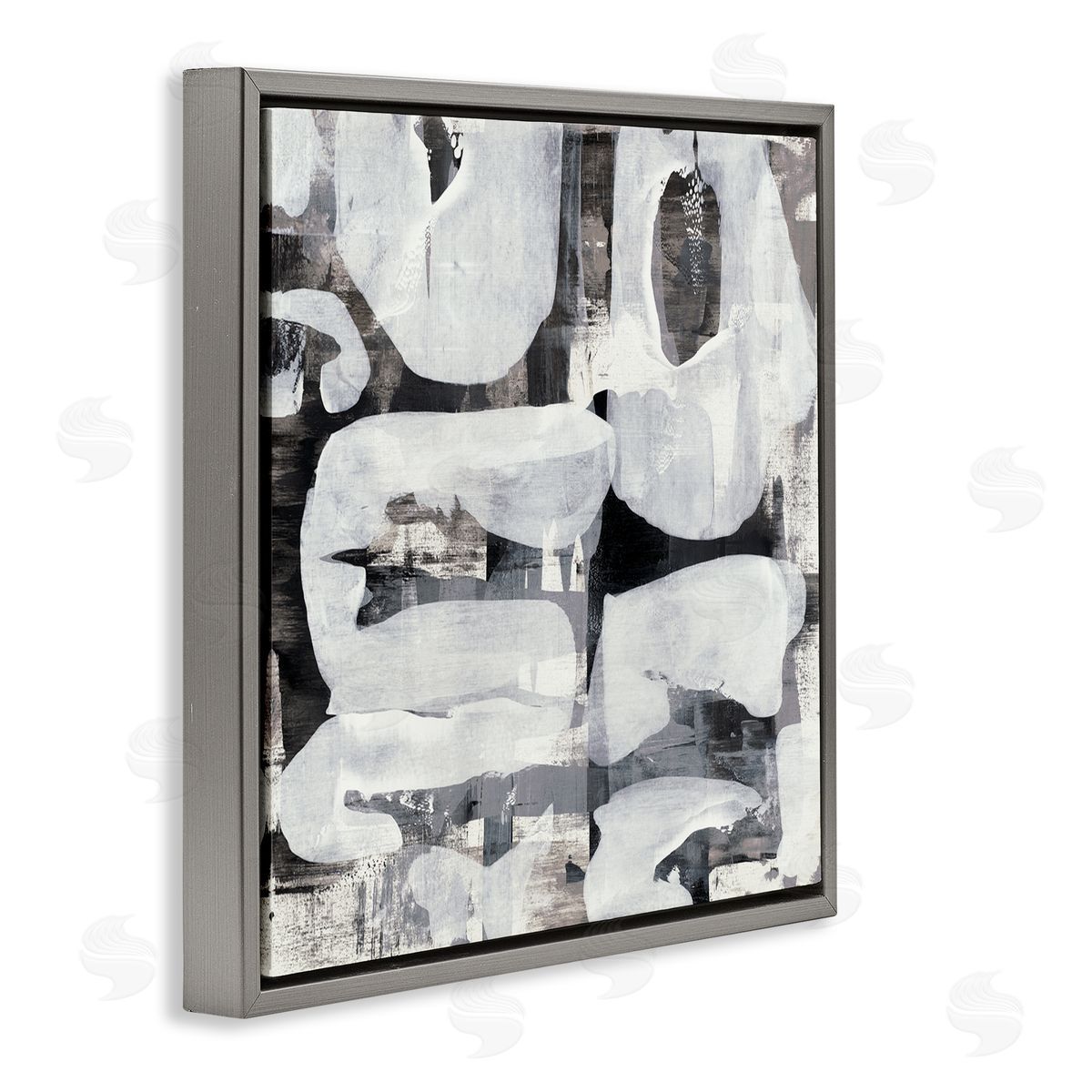 Jeff Iorillo Layered Shapes Collage Gray Floating Frame Canvas Wall Art Print
