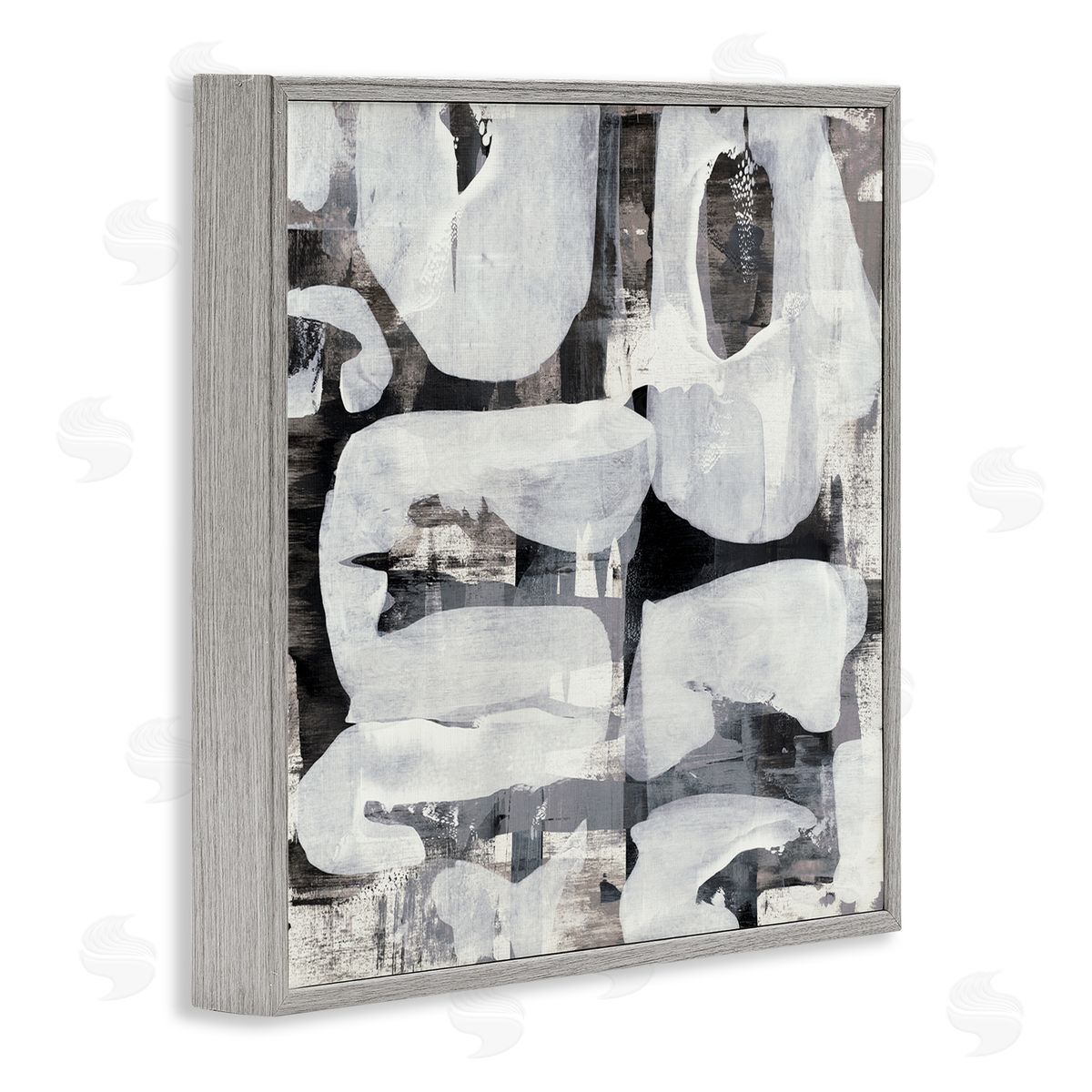 Jeff Iorillo Layered Shapes Collage Gray Framed Glicee Wall Art Print