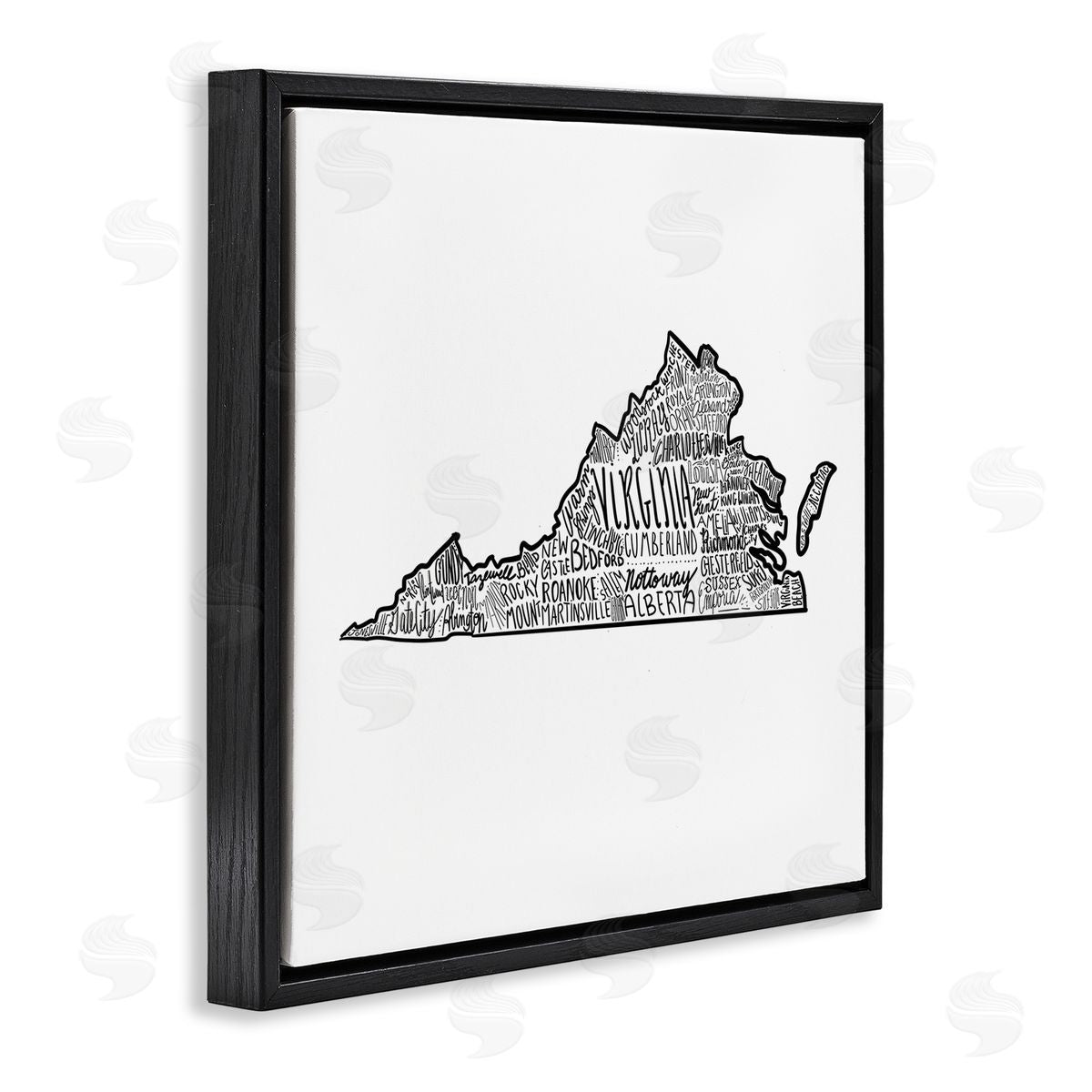 The Saturday Evening Post Virginia Typography Cities Black Floating Frame Canvas Wall Art Print