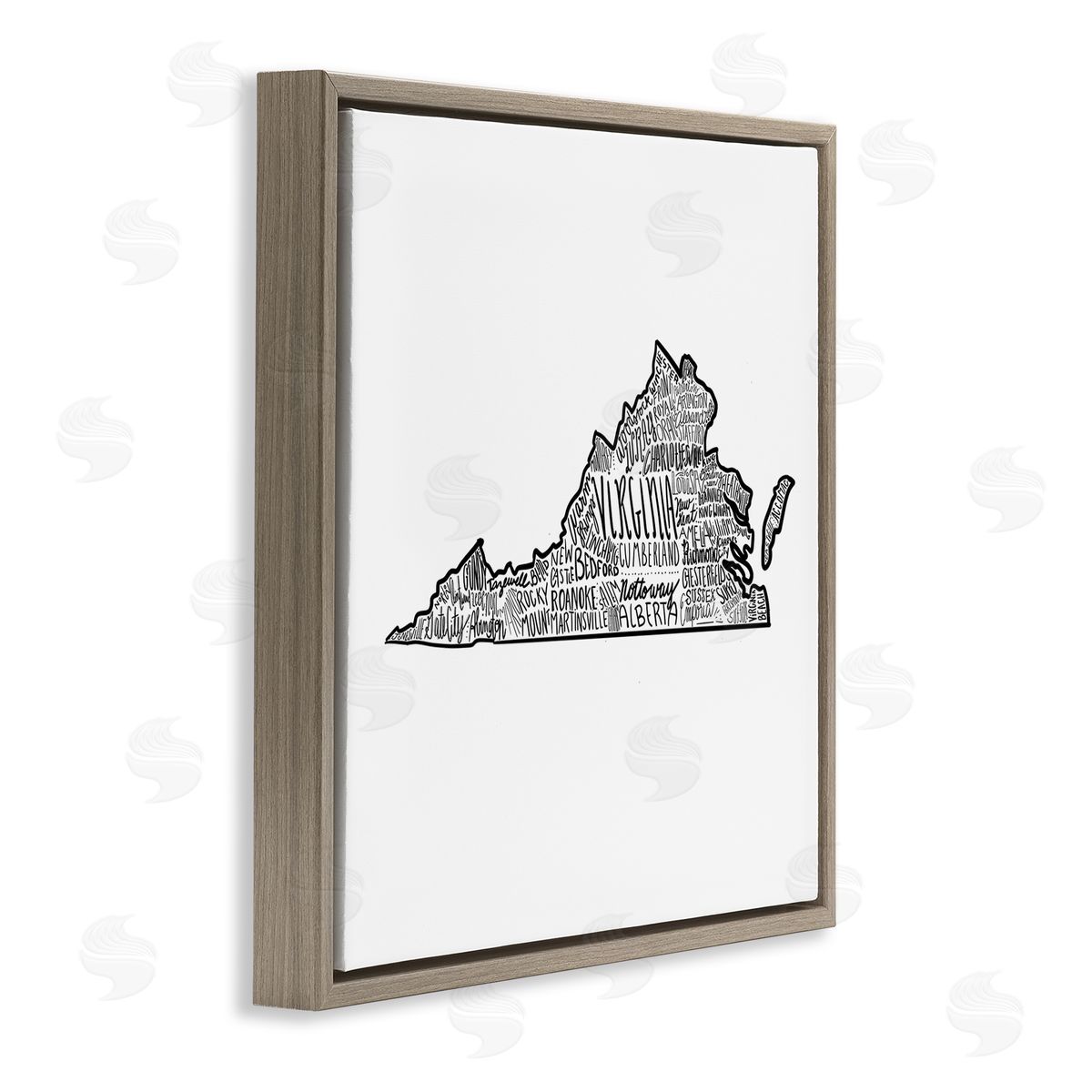 The Saturday Evening Post Virginia Typography Cities Brown Floating Frame Canvas Wall Art Print