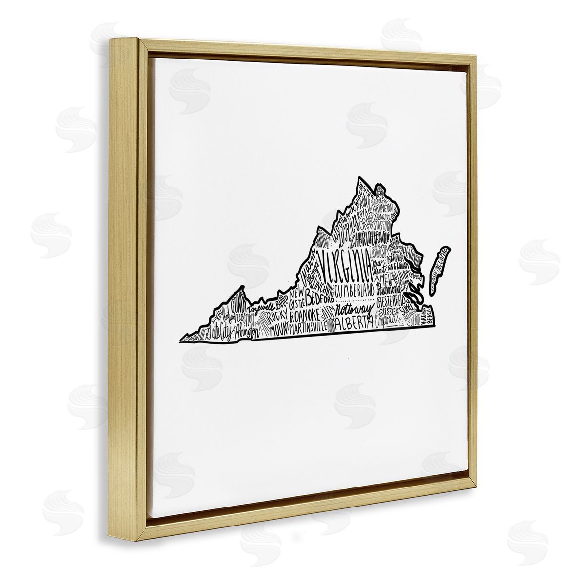 The Saturday Evening Post Virginia Typography Cities Gold Floating Frame Canvas Wall Art Print