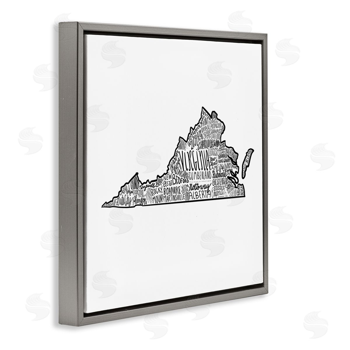 The Saturday Evening Post Virginia Typography Cities Gray Floating Frame Canvas Wall Art Print