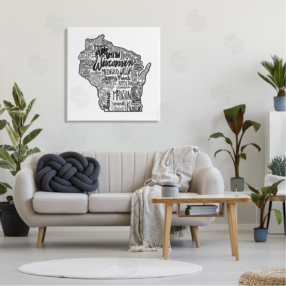 The Saturday Evening Post Wisconsin City Typography Canvas Wall Art in Room