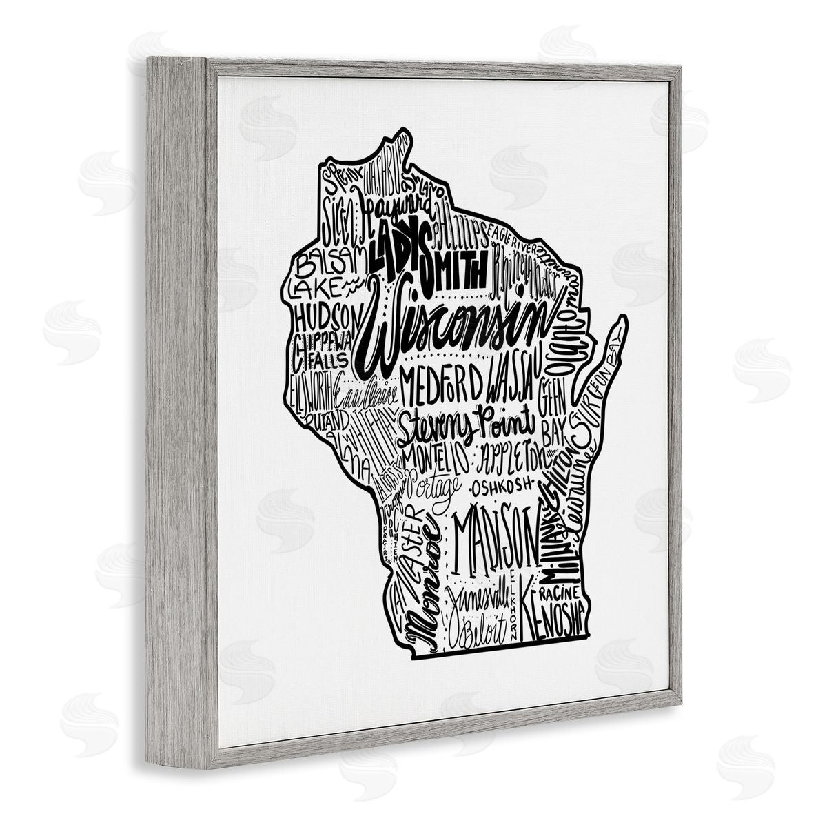 The Saturday Evening Post Wisconsin City Typography Gray Framed Glicee Wall Art Print