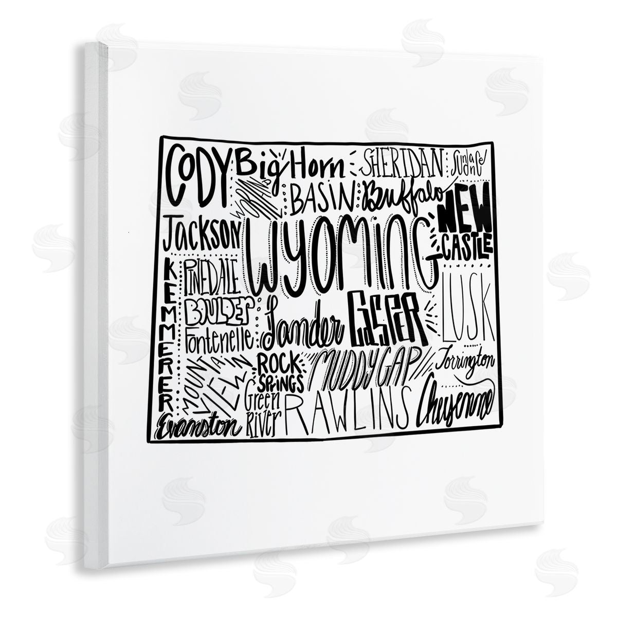 The Saturday Evening Post Wyoming Cities Typography Map Wooden Wall Plaque Art Print