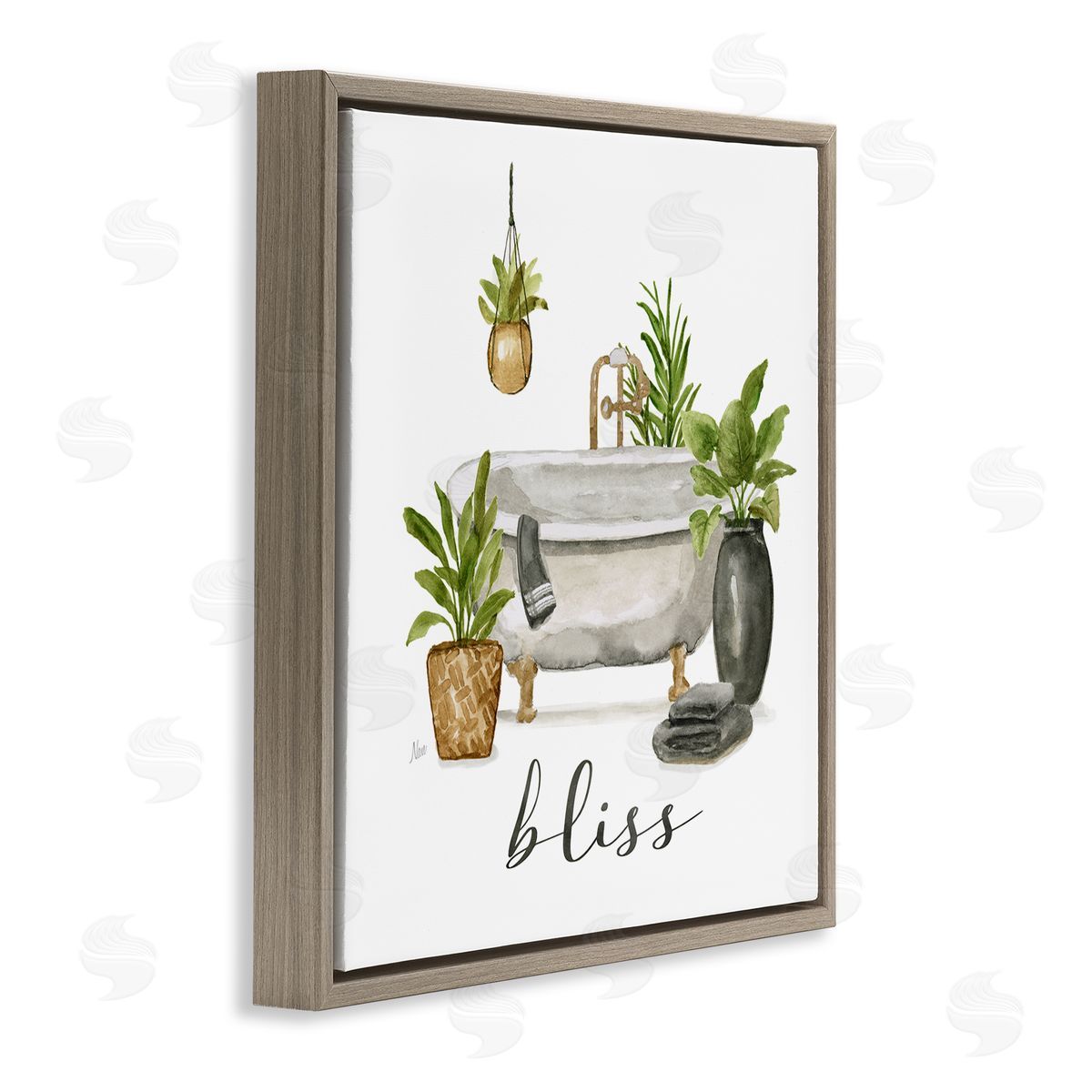 Nan Bliss Various Potted Plants Brown Floating Frame Canvas Wall Art Print