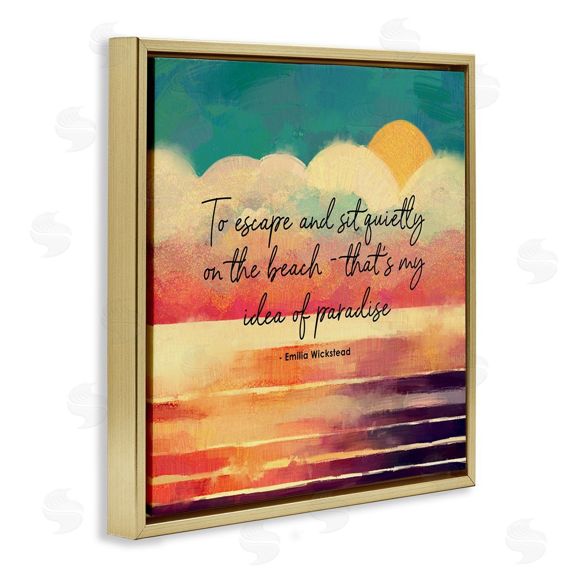 Ziwei Li To Escape Paradise Phrase Gold Floating Frame Canvas Wall Art Print