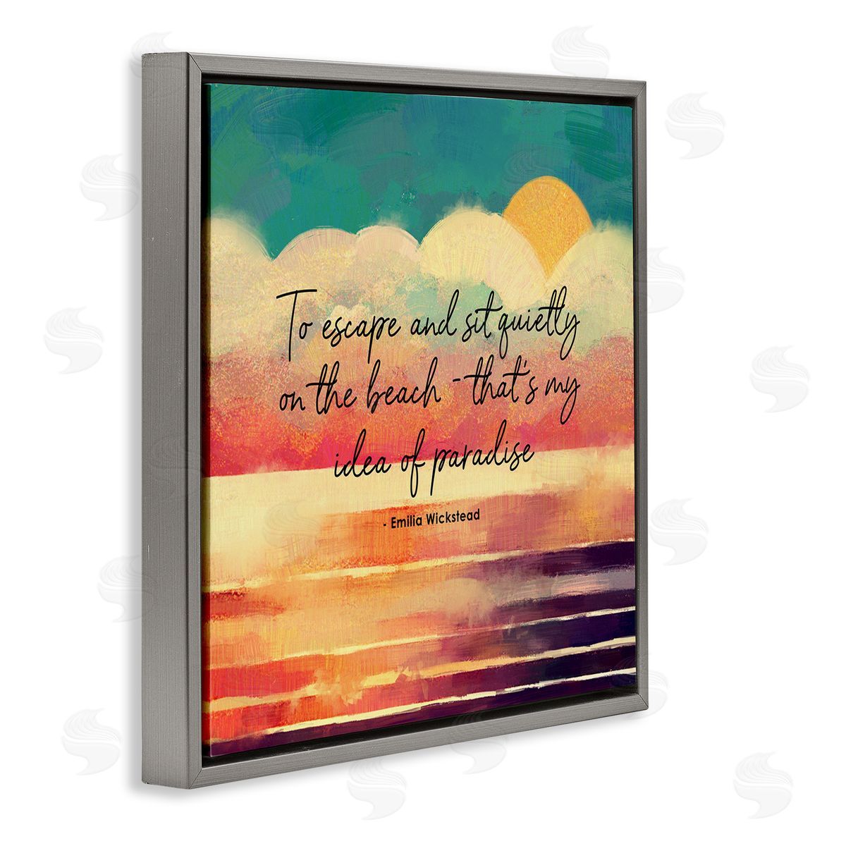Ziwei Li To Escape Paradise Phrase Gray Floating Frame Canvas Wall Art Print