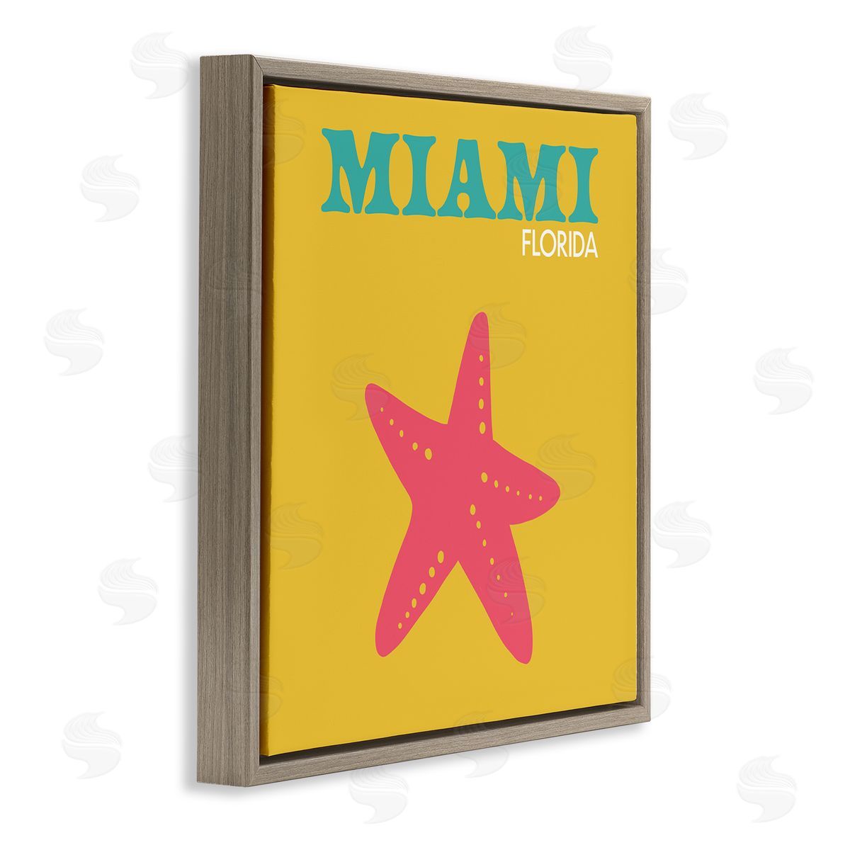 The Saturday Evening Post Vivid Miami Starfish Silhouette  Brown Floating Frame Canvas Wall Art Print