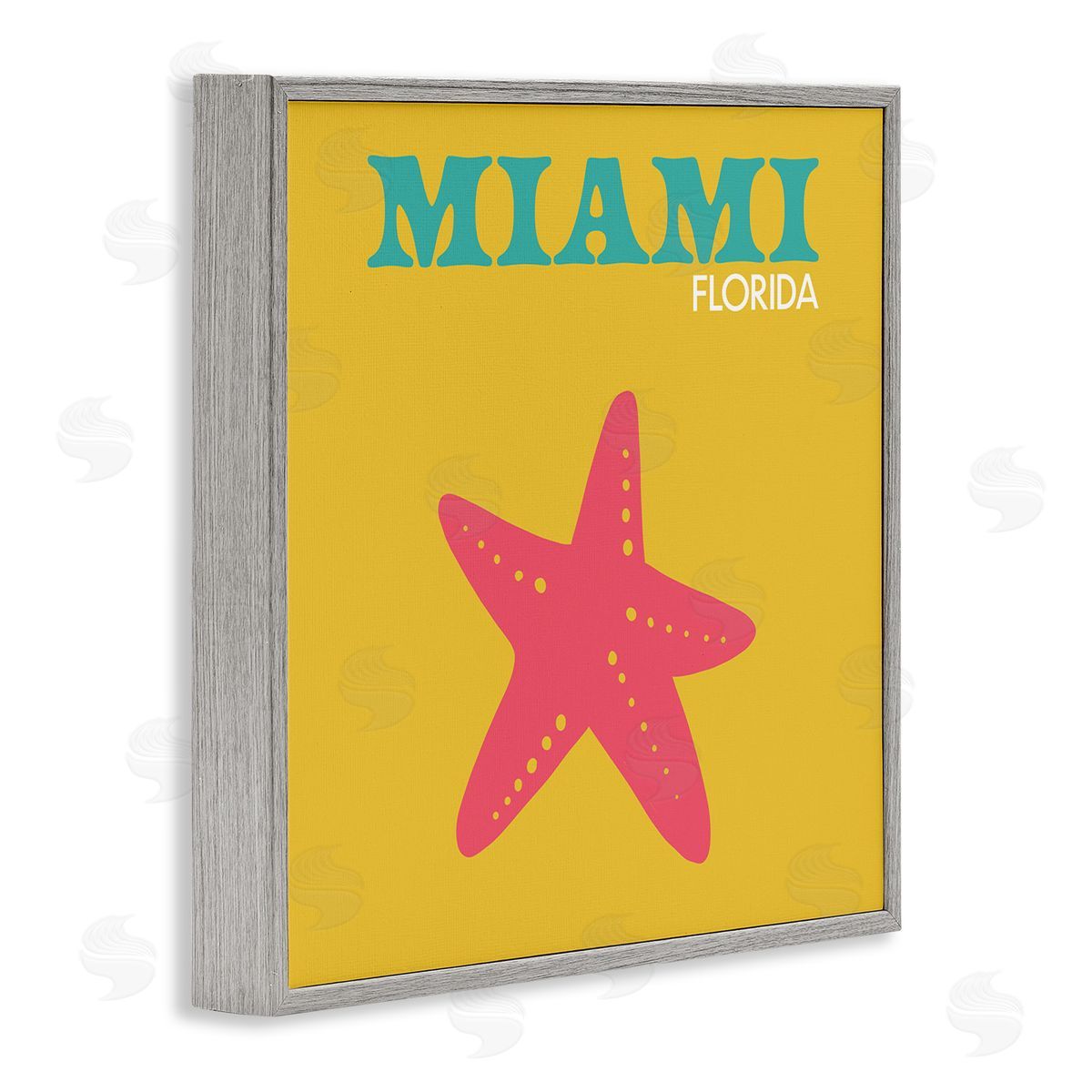 The Saturday Evening Post Vivid Miami Starfish Silhouette  Gray Framed Glicee Wall Art Print