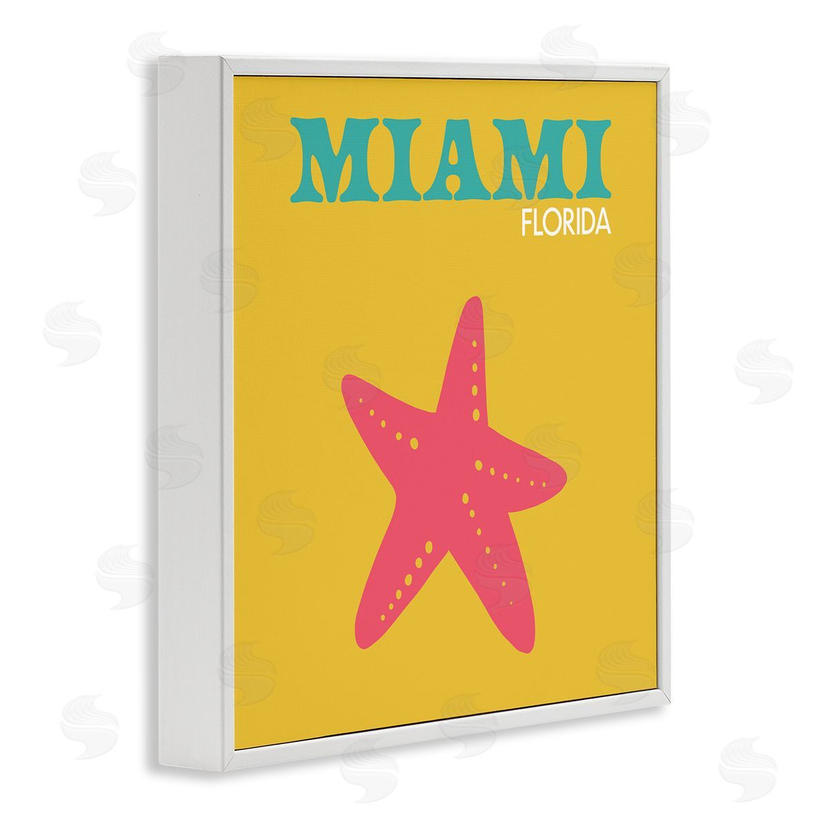 The Saturday Evening Post Vivid Miami Starfish Silhouette  White Framed Glicee Wall Art Print
