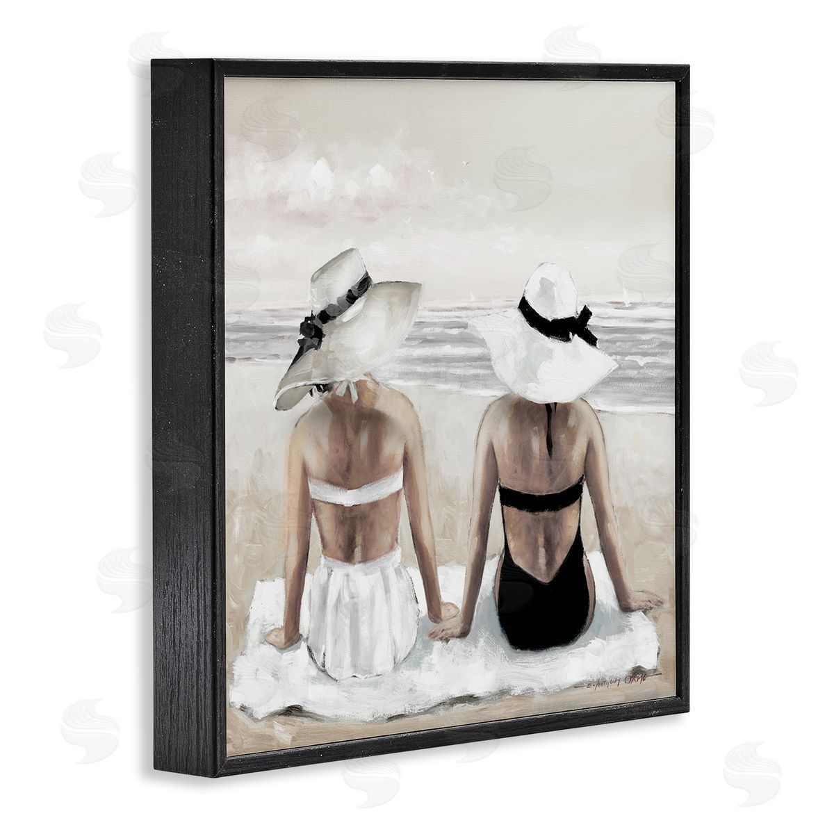 E. Anthony Orme Beach Friends Ocean Shore Black Framed Glicee Wall Art Print