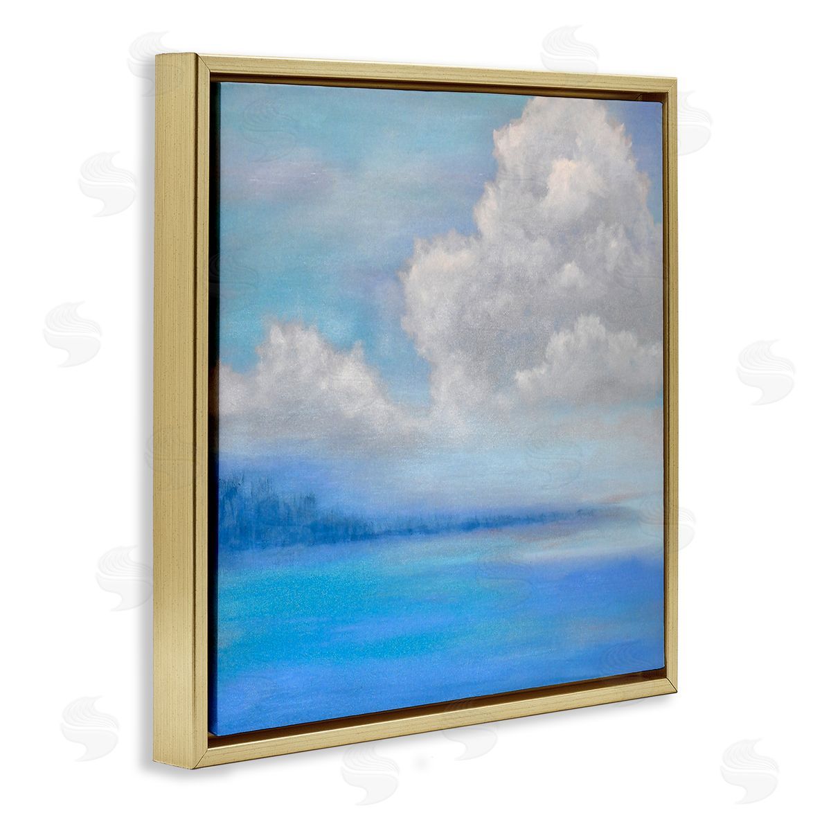 Catherine Andersen Vivid Blue Ocean Clouds  Gold Floating Frame Canvas Wall Art Print