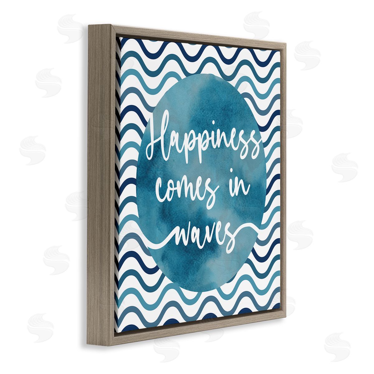 Linda Birtel Happiness Comes In Waves Pattern Brown Floating Frame Canvas Wall Art Print