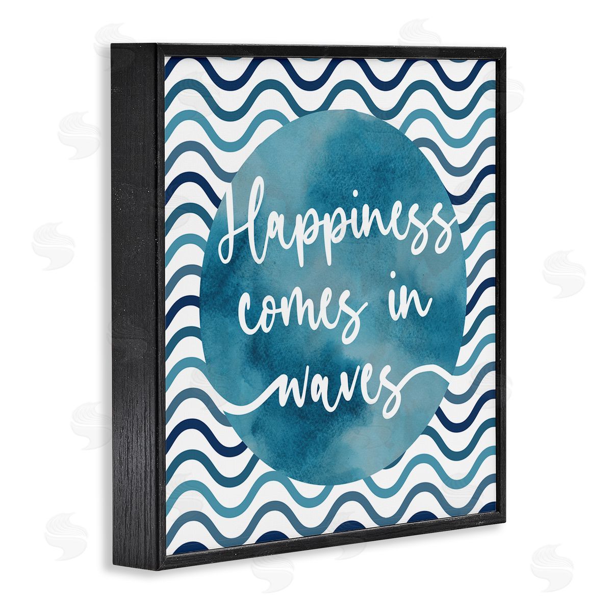 Linda Birtel Happiness Comes In Waves Pattern Black Framed Glicee Wall Art Print
