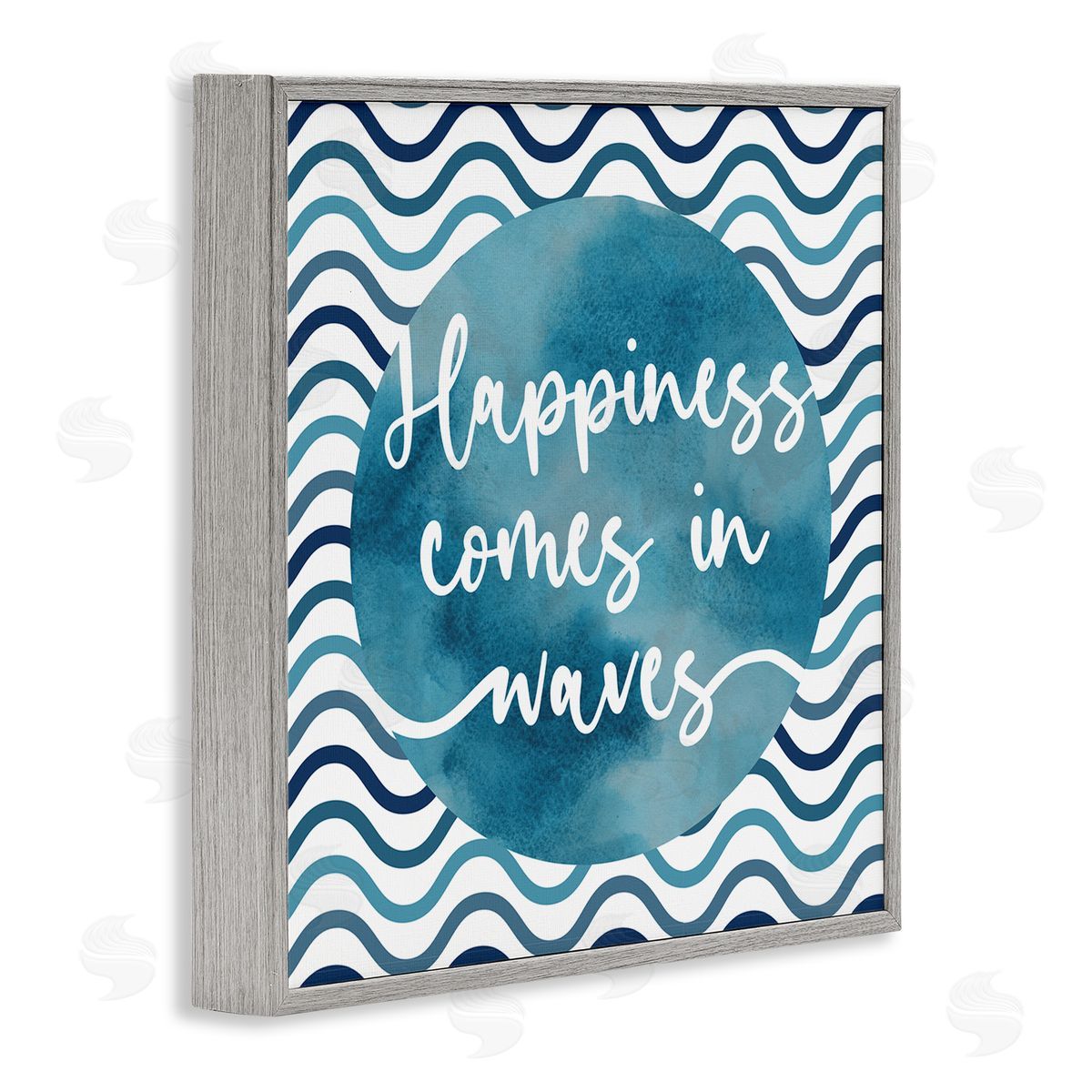 Linda Birtel Happiness Comes In Waves Pattern Gray Framed Glicee Wall Art Print