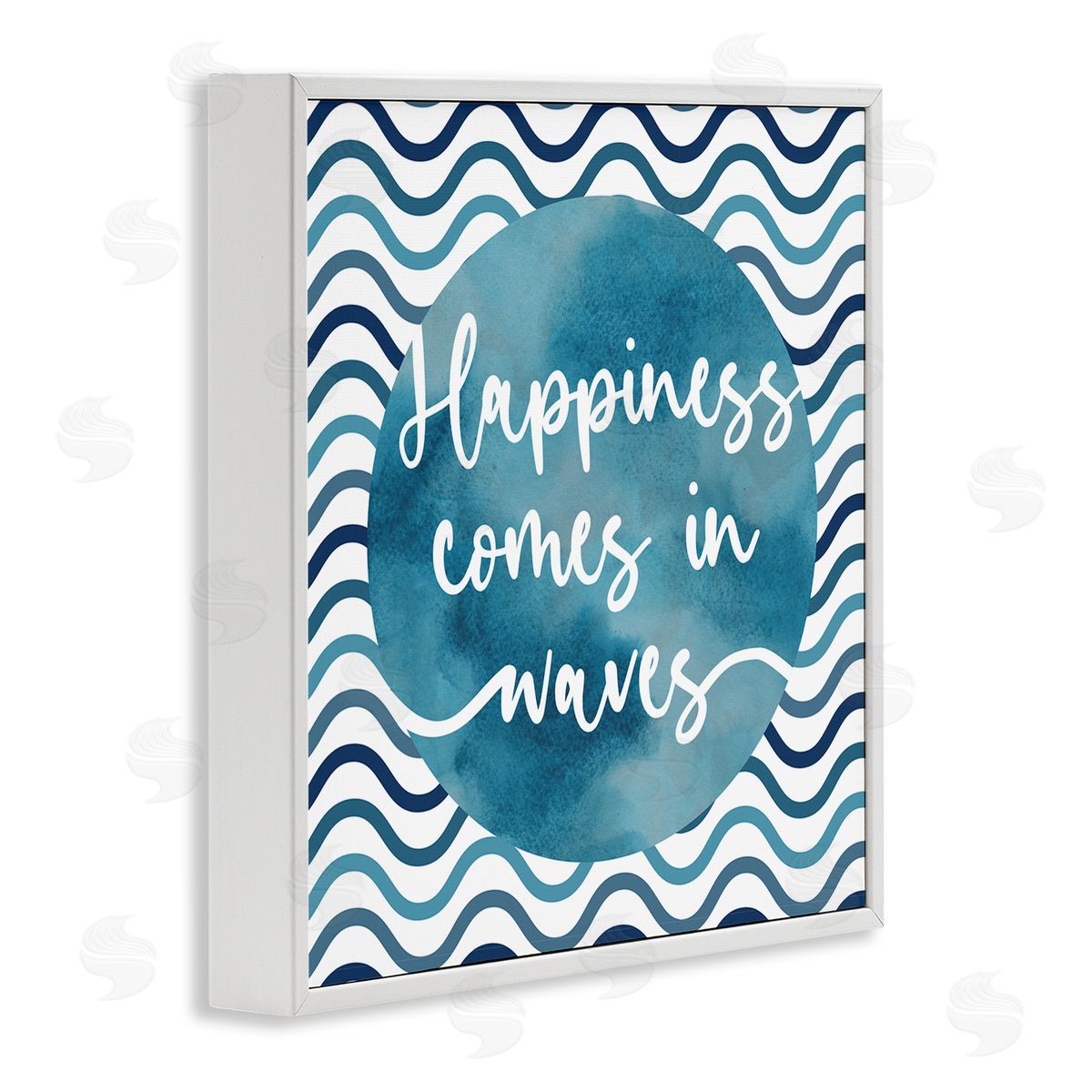 Linda Birtel Happiness Comes In Waves Pattern White Framed Glicee Wall Art Print
