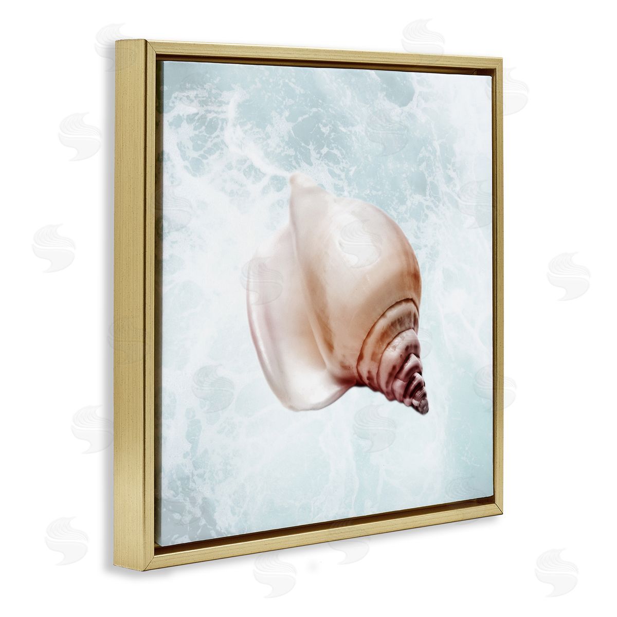 Marcus Prime Nautical Beach Seashell Gold Floating Frame Canvas Wall Art Print