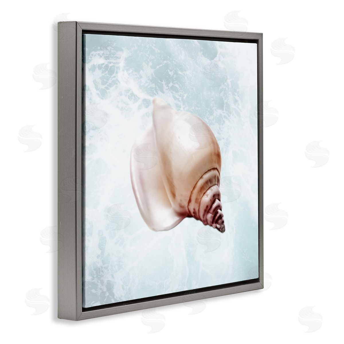 Marcus Prime Nautical Beach Seashell Gray Floating Frame Canvas Wall Art Print