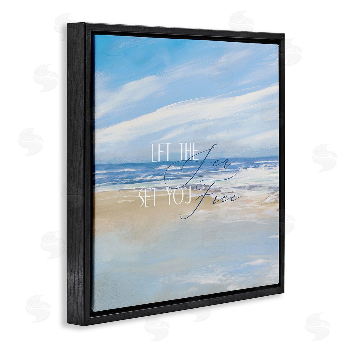 Dan Meneely Let The Sea Set You Free Phrase Black Floating Frame Canvas Wall Art Print