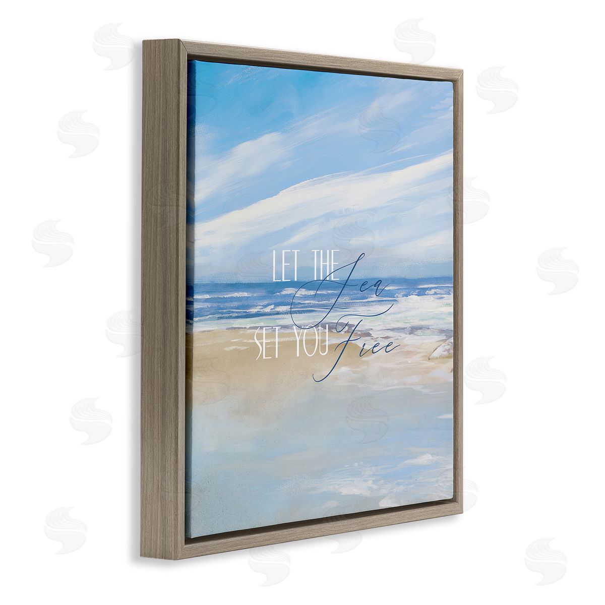 Dan Meneely Let The Sea Set You Free Phrase Brown Floating Frame Canvas Wall Art Print