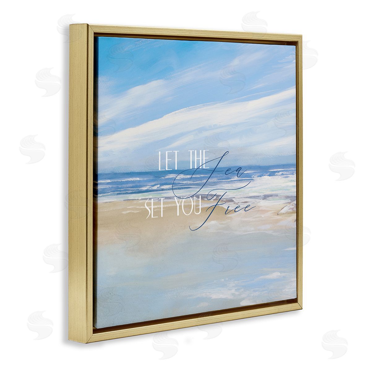 Dan Meneely Let The Sea Set You Free Phrase Gold Floating Frame Canvas Wall Art Print