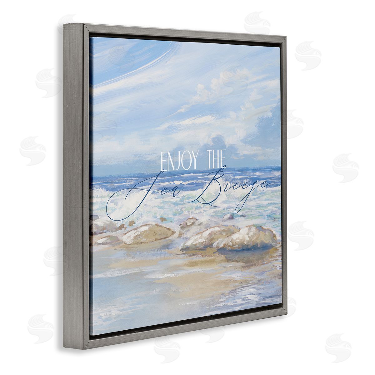 Dan Meneely Enjoy The Sea Breeze Scenery Gray Floating Frame Canvas Wall Art Print