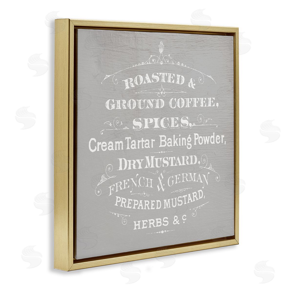 Stupell Studio Vintage Kitchen Spices List Gold Floating Frame Canvas Wall Art Print