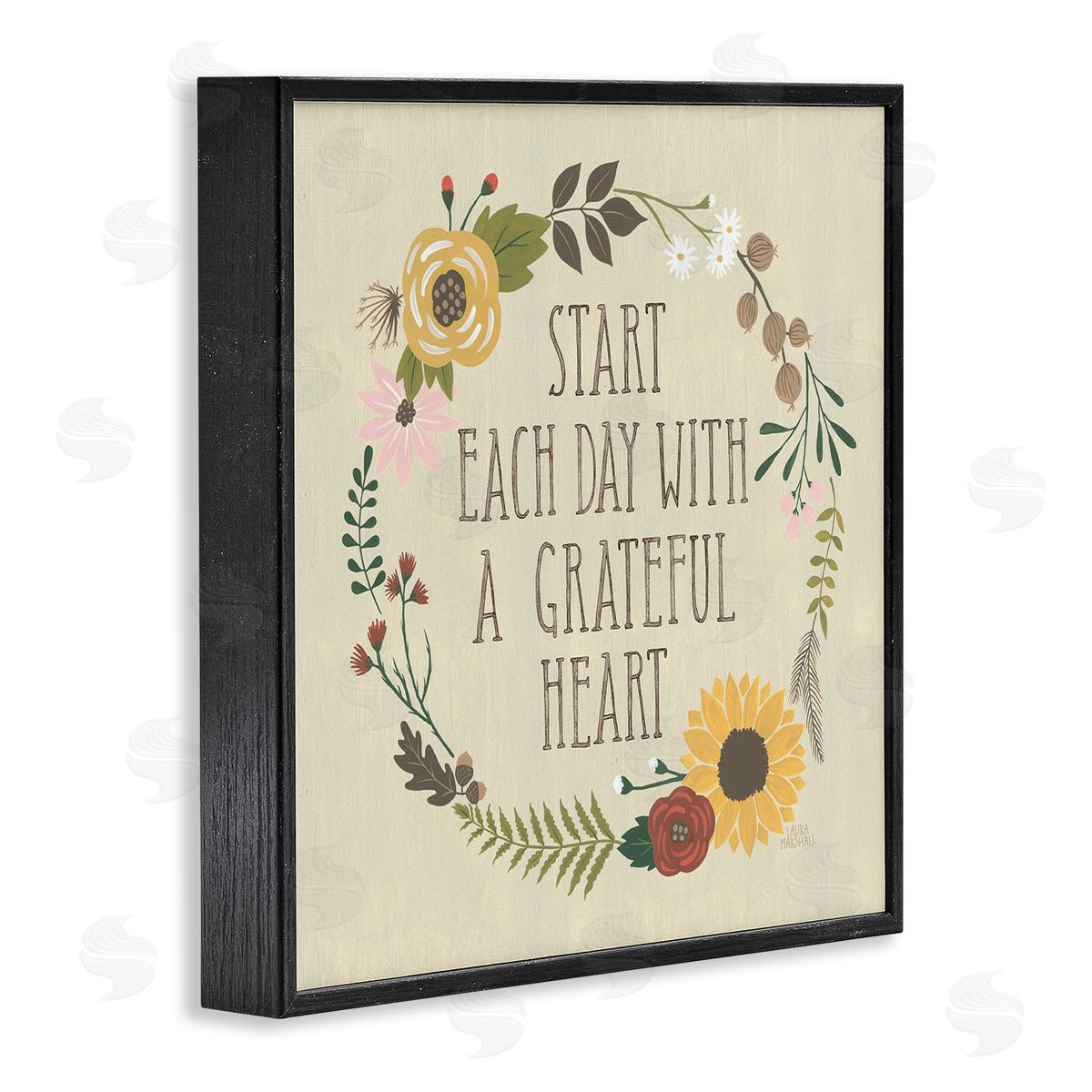 Laura Marshall With A Grateful Heart Flowers Black Framed Glicee Wall Art Print
