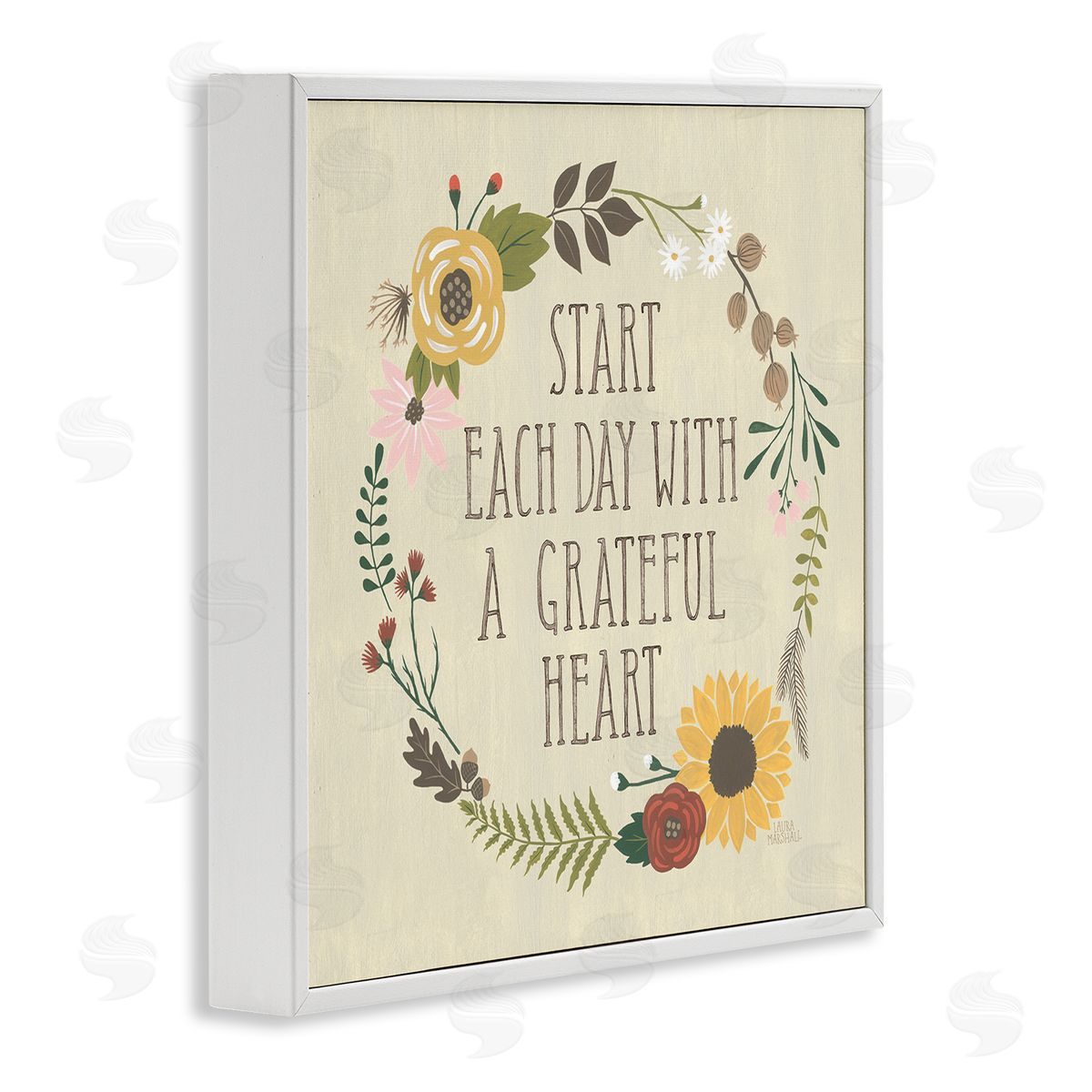 Laura Marshall With A Grateful Heart Flowers White Framed Glicee Wall Art Print
