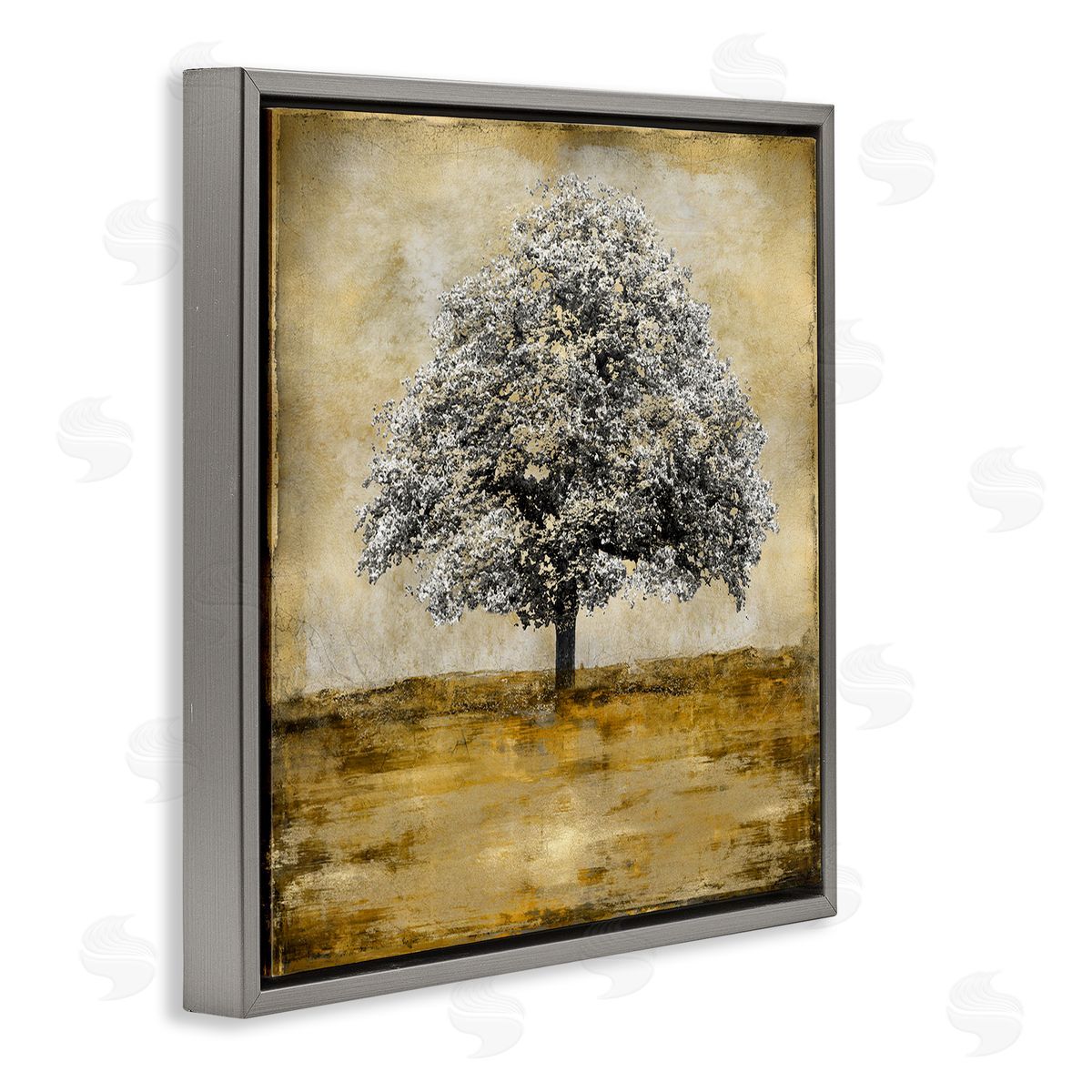 Eric Turner Vintage Style Tree Portrait Gray Floating Frame Canvas Wall Art Print