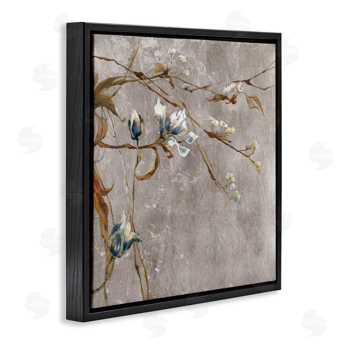 Liz Jardine Traditional Tree Flower Buds Black Floating Frame Canvas Wall Art Print
