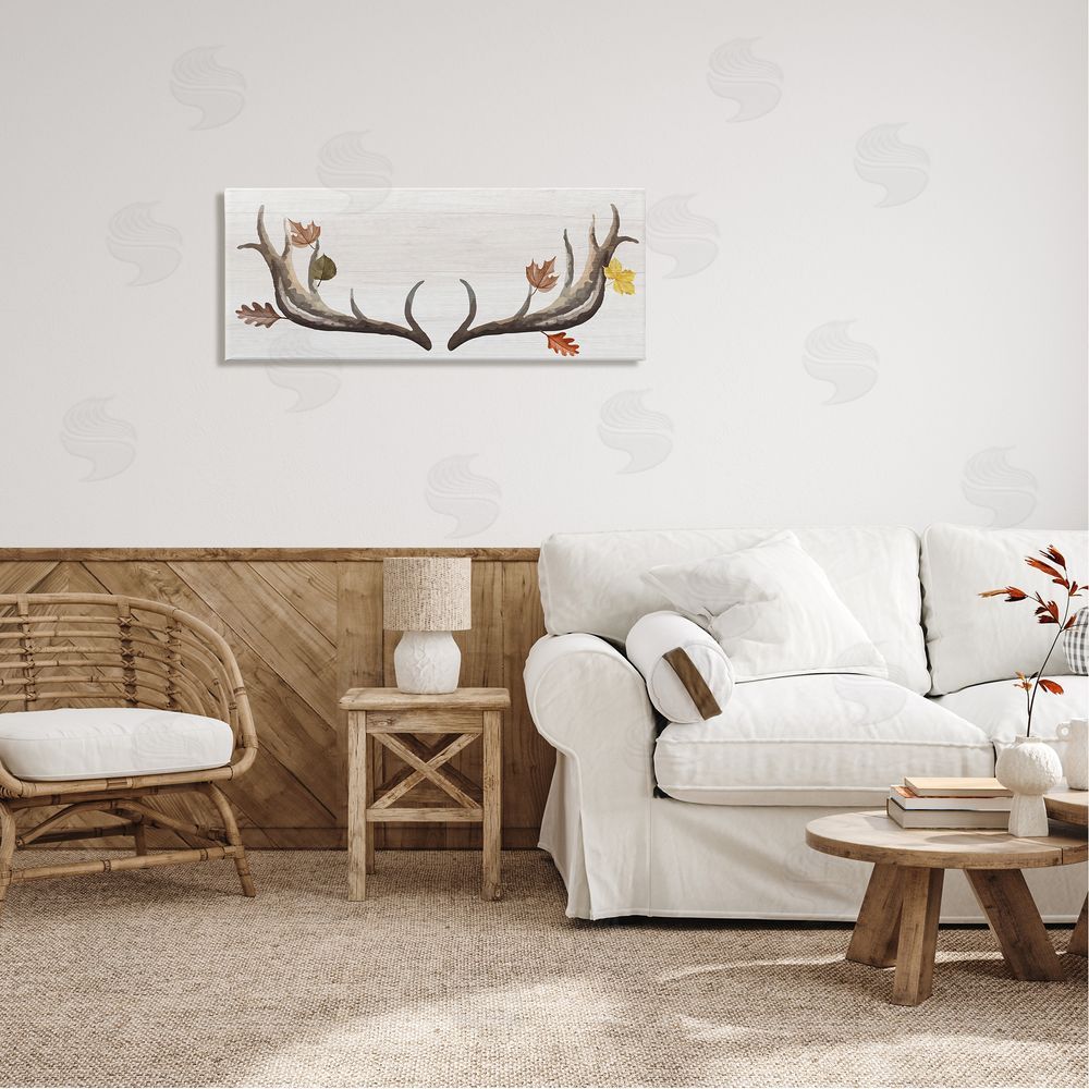 Stupell Studio Fall Leaves Woodland Antlers